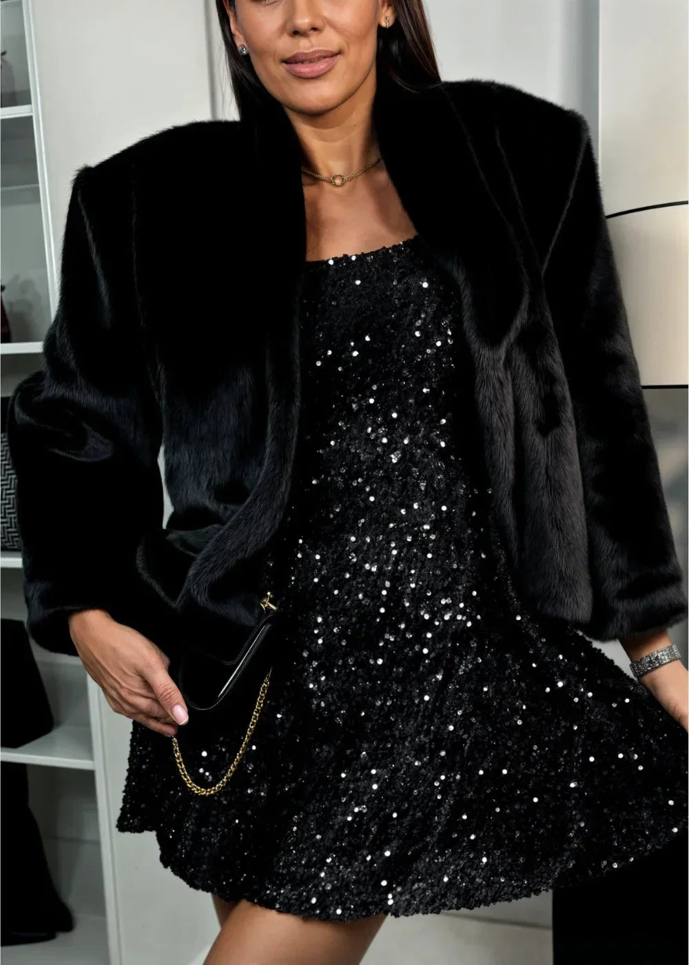 Women's Glitter Mini Dress with Sweetheart Neckline