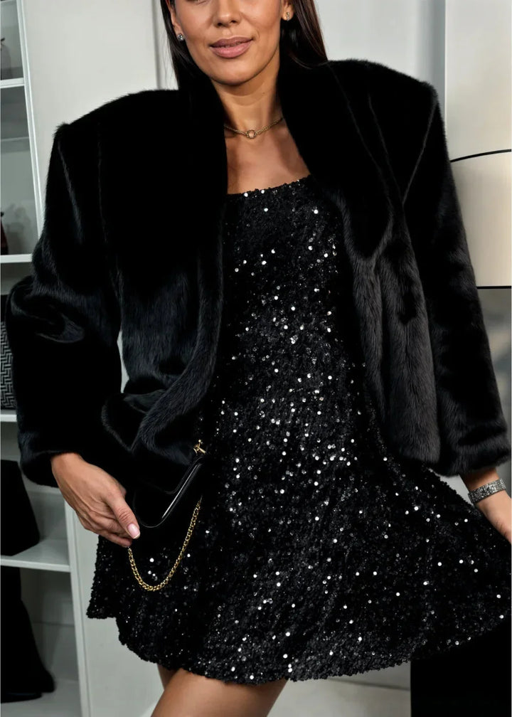 Women's Glitter Mini Dress with Sweetheart Neckline