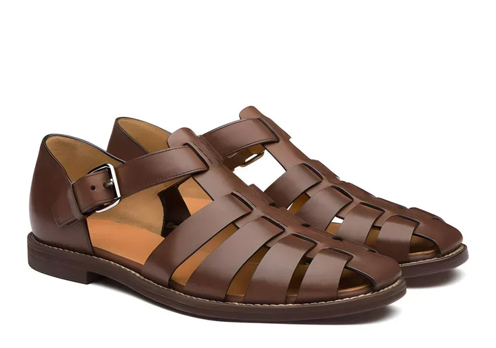 Robert - Men's Leather Gladiator Sandals with Rubber Sole - photo 10