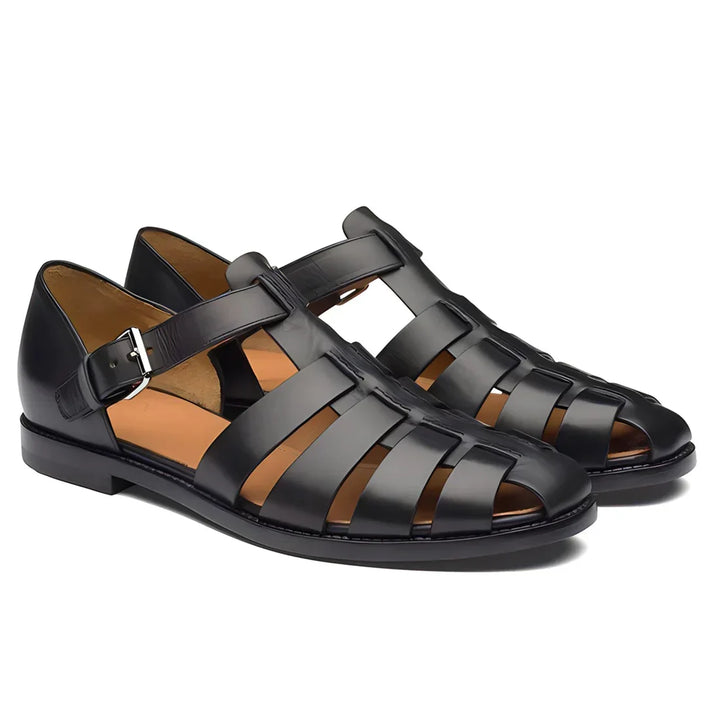 Robert - Men's Leather Gladiator Sandals with Rubber Sole - photo 5