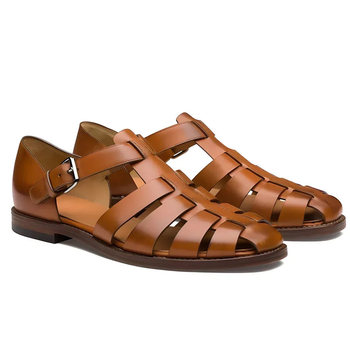 Robert - Men's Leather Gladiator Sandals with Rubber Sole - photo 6