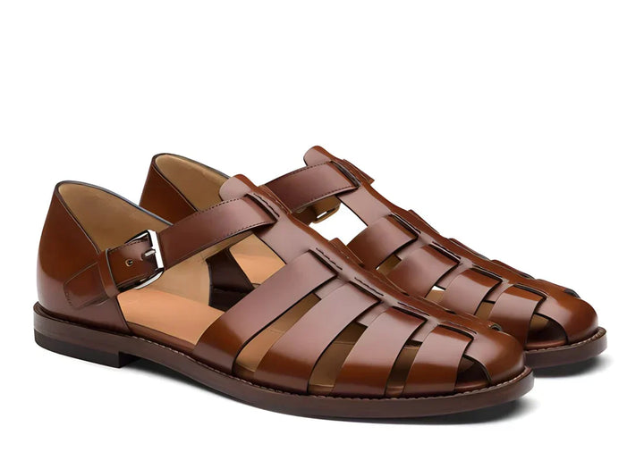 Robert - Men's Leather Gladiator Sandals with Rubber Sole - photo 7