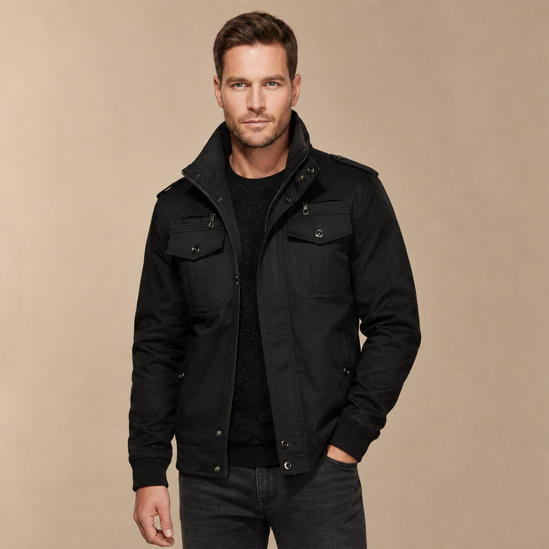 Men's Bomber Jacket with Fleece Lining and Side Pockets
