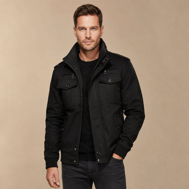 Men's Bomber Jacket with Fleece Lining and Side Pockets