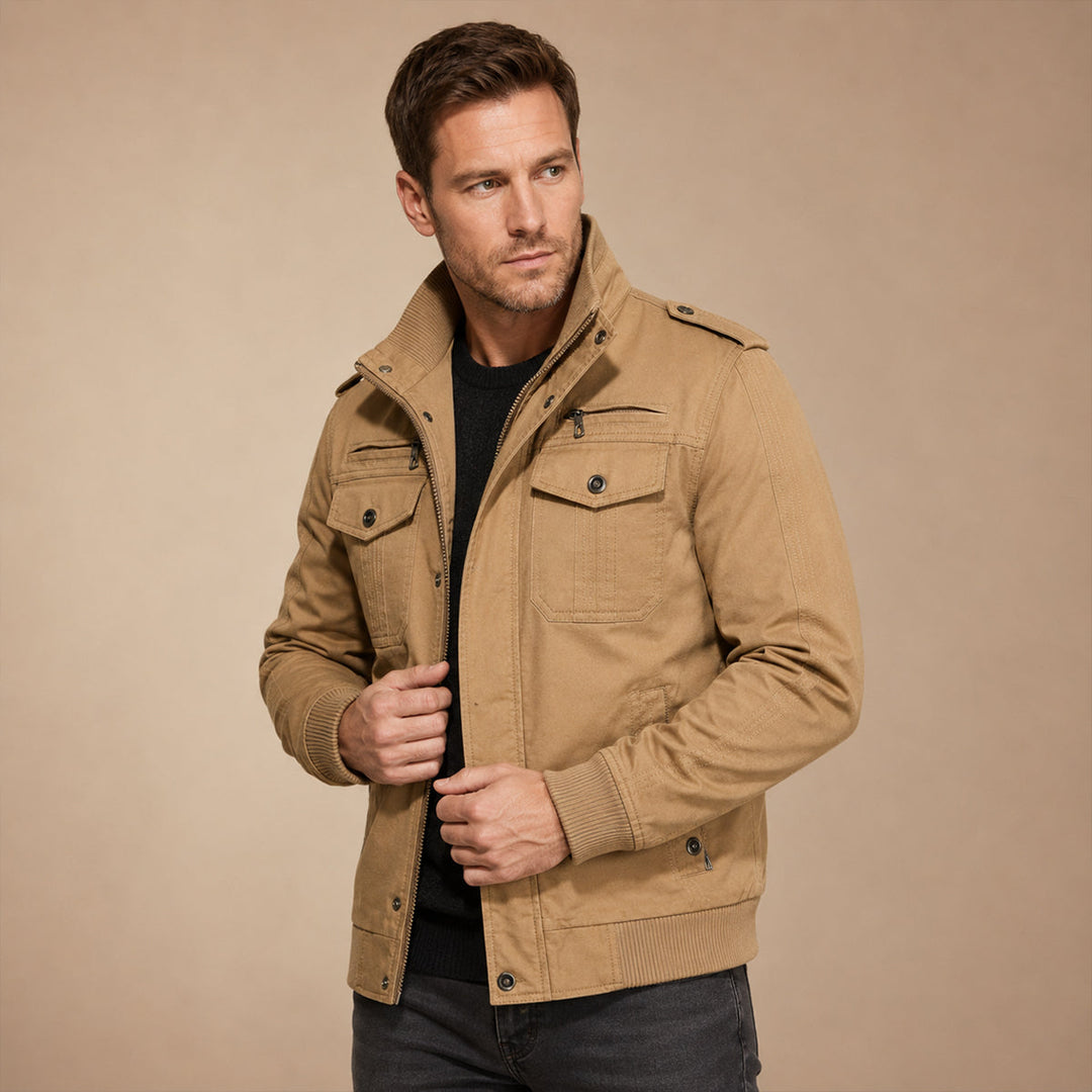 Men's Bomber Jacket with Fleece Lining and Side Pockets