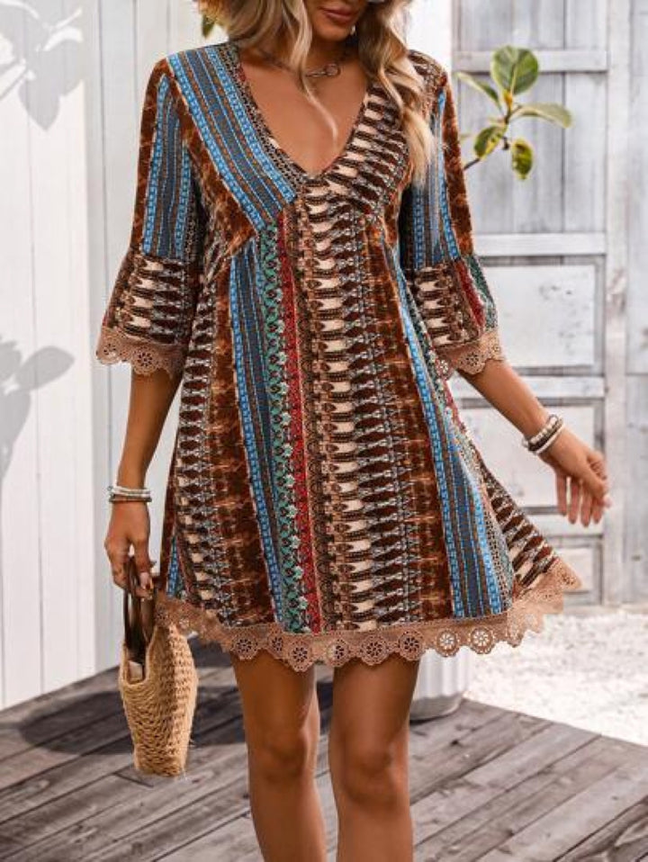 Sasha boho kaftan dress in brown