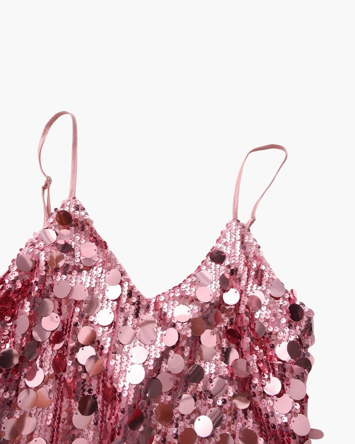 Women's Sequin Party Mini Dress with Straps