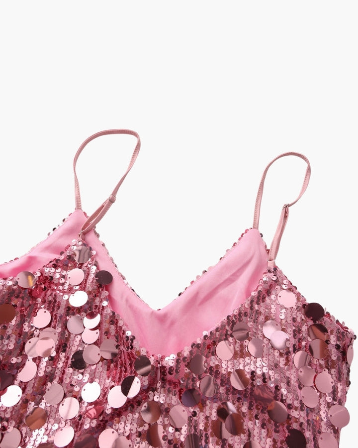 Women's Sequin Party Mini Dress with Straps