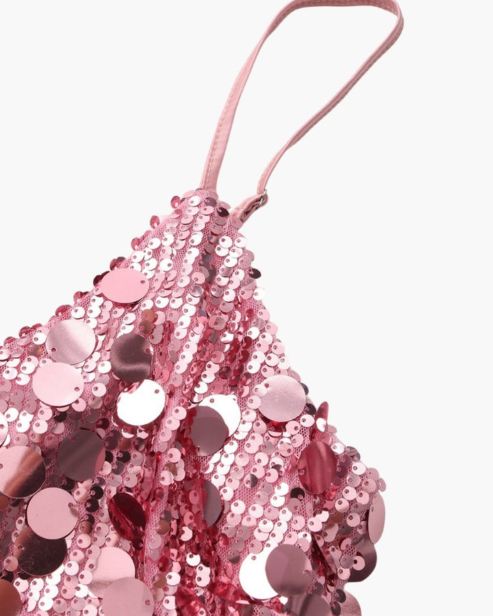 Women's Sequin Party Mini Dress with Straps
