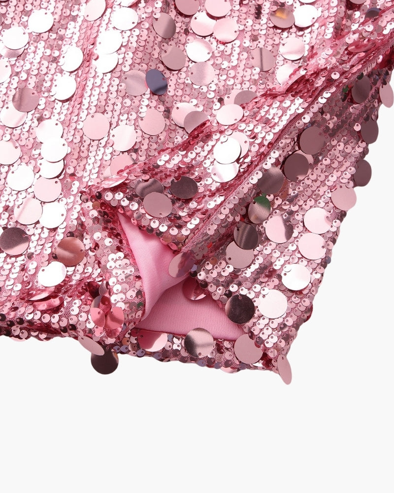 Women's Sequin Party Mini Dress with Straps