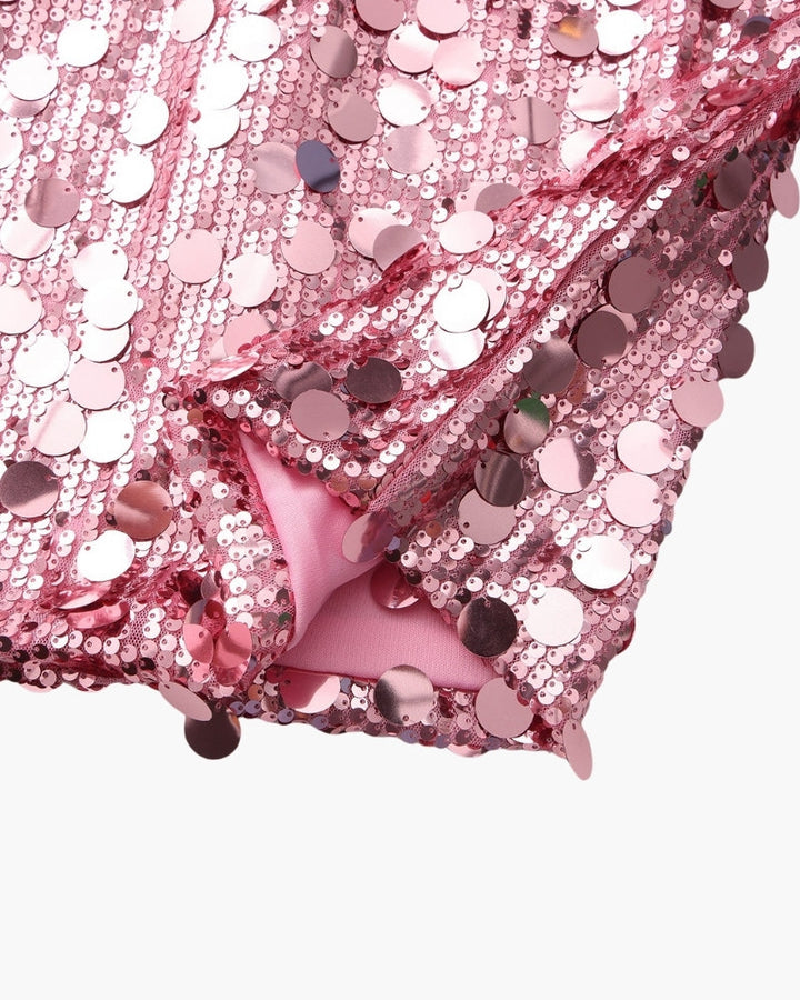 Women's Sequin Party Mini Dress with Straps