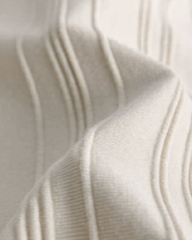 Men's Zip-Up Knit Polo with Vertical Ribbing