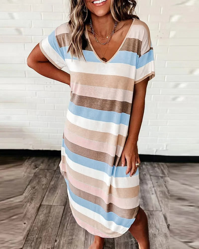Sophie - Women's Striped V-Neck Casual Summer Dress - photo 2