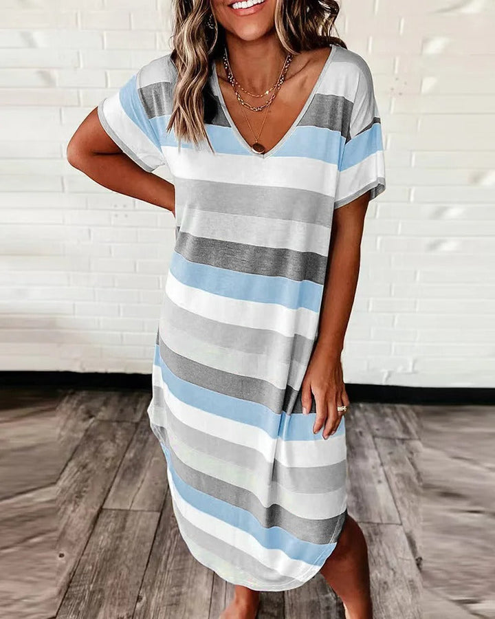 Sophie - Women's Striped V-Neck Casual Summer Dress - photo 3