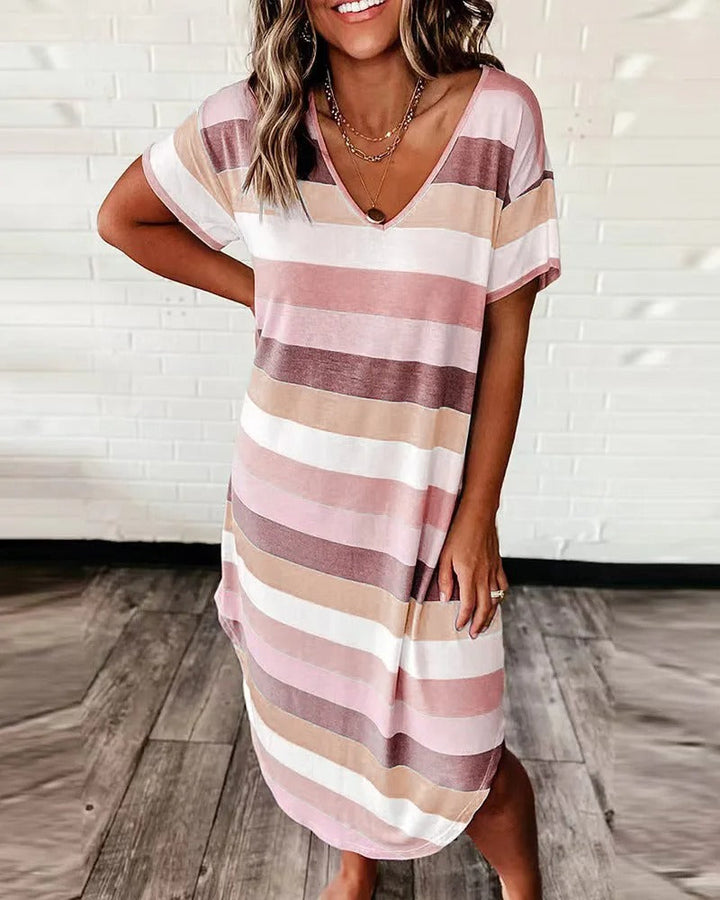 Sophie - Women's Striped V-Neck Casual Summer Dress - photo 5