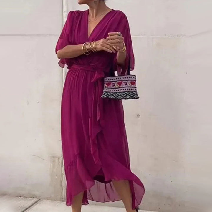 Daphne - Elegantní maxi šaty s výstřihem do V ve větších velikostech