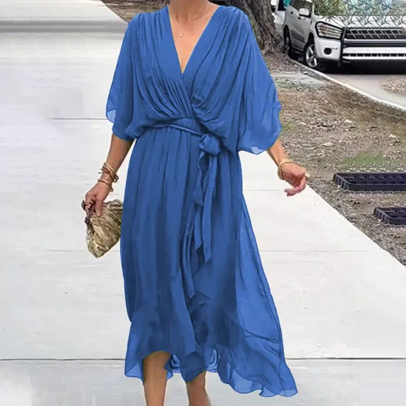 Daphne - Elegantní maxi šaty s výstřihem do V ve větších velikostech