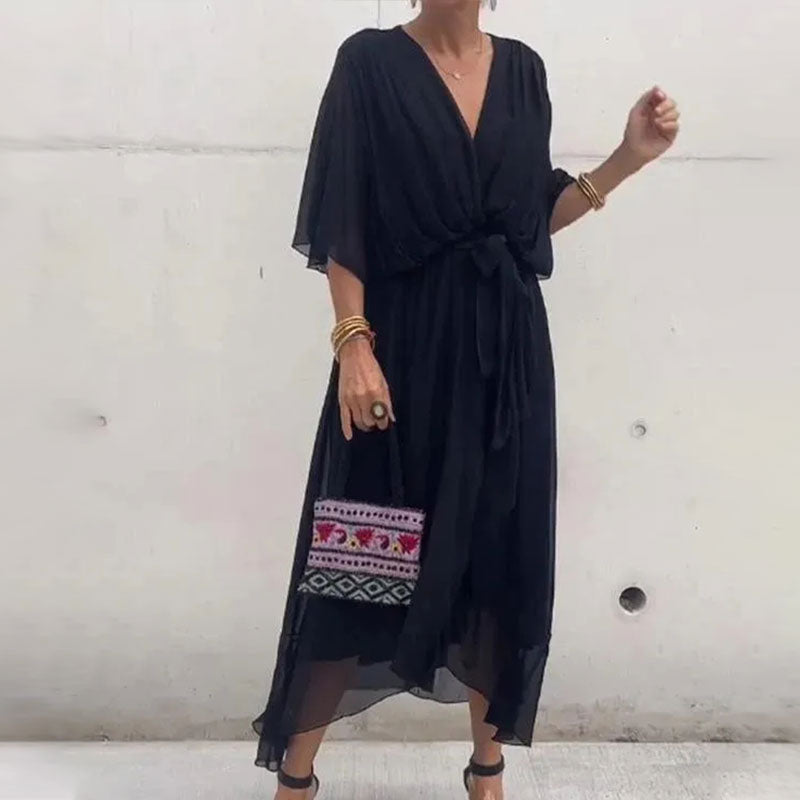 Daphne - Elegantní maxi šaty s výstřihem do V ve větších velikostech