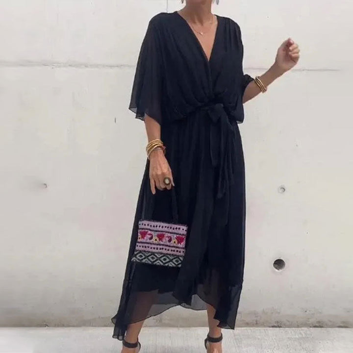 Daphne - Elegantní maxi šaty s výstřihem do V ve větších velikostech
