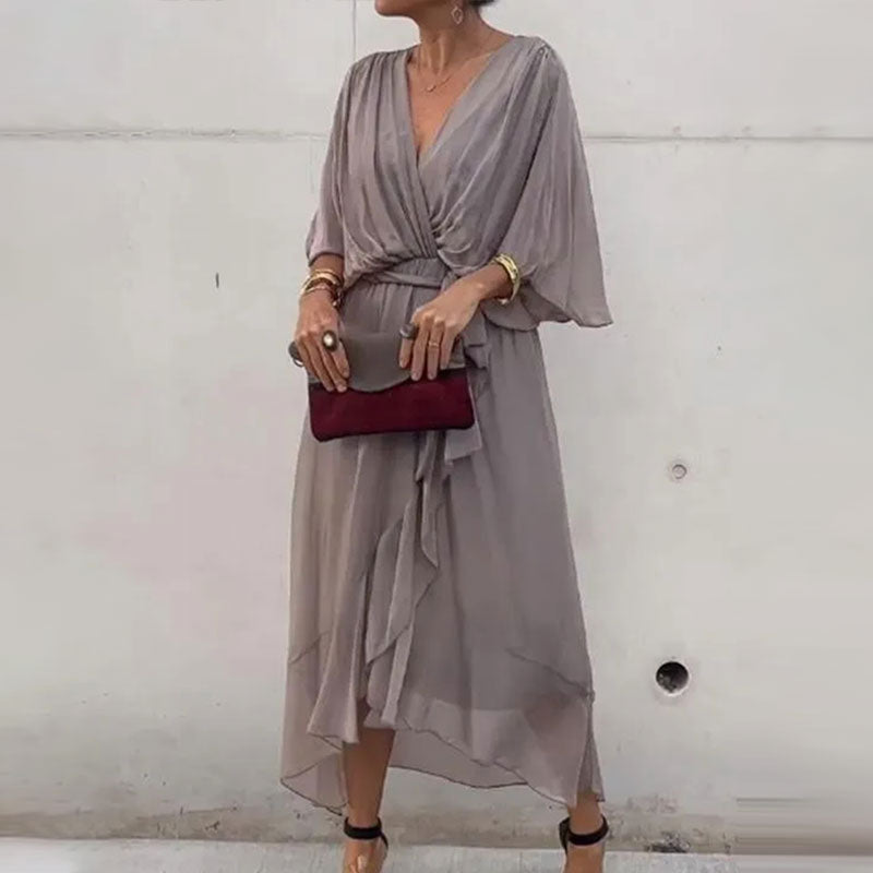 Daphne - Elegantní maxi šaty s výstřihem do V ve větších velikostech