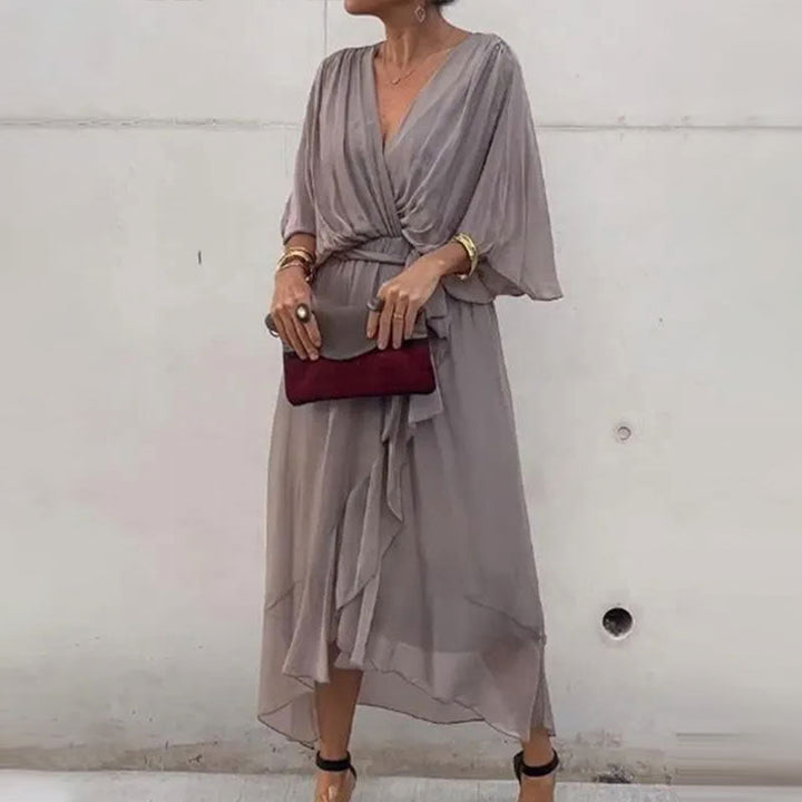 Daphne - Elegantní maxi šaty s výstřihem do V ve větších velikostech