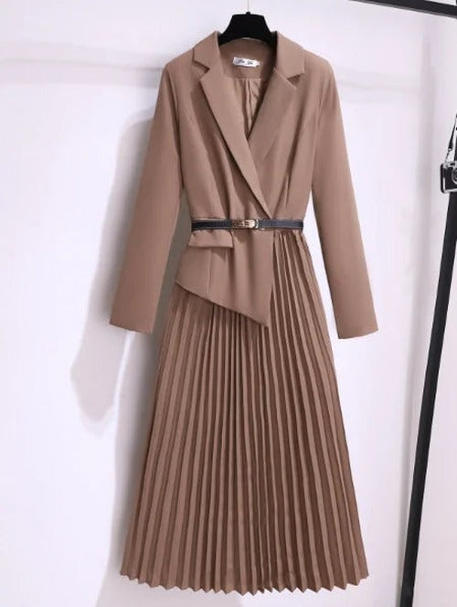 Women's Pleated Blazer Dress with Belt - photo 3