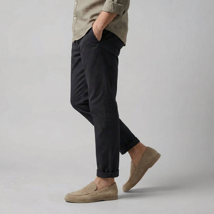Men's Suede Penny Loafers with Flat Sole
