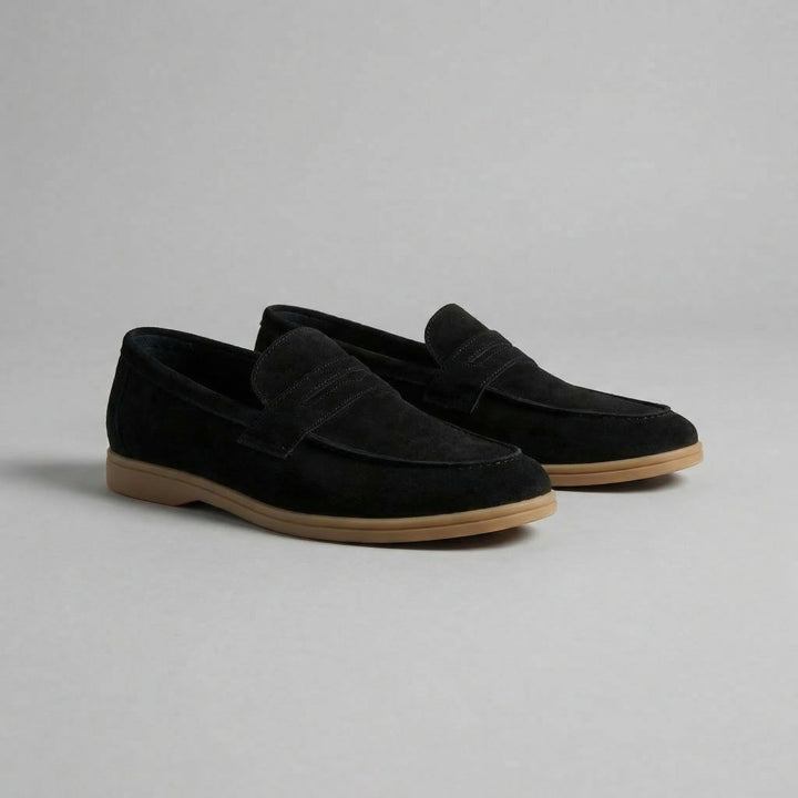 Men's Suede Penny Loafers with Flat Sole