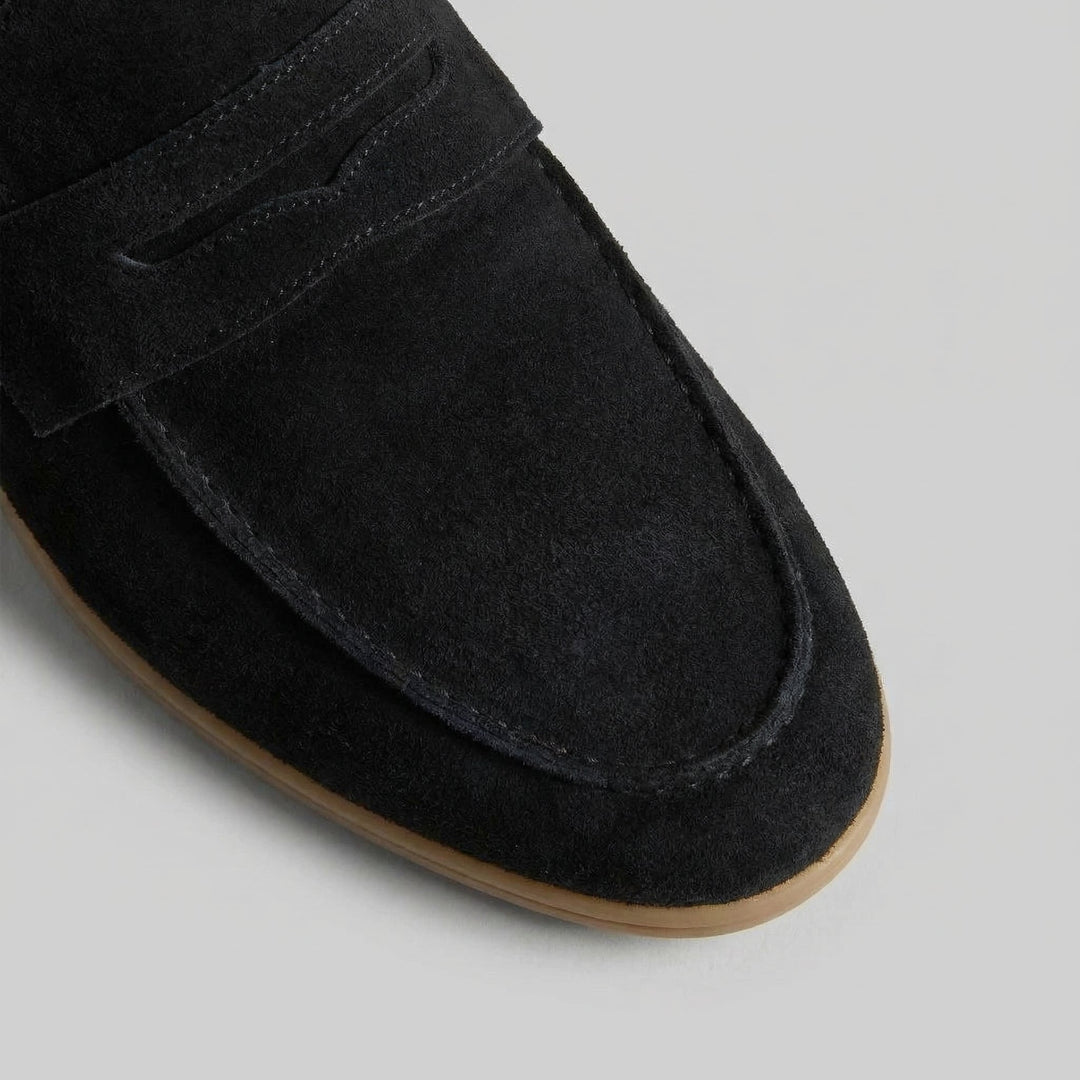 Men's Suede Penny Loafers with Flat Sole