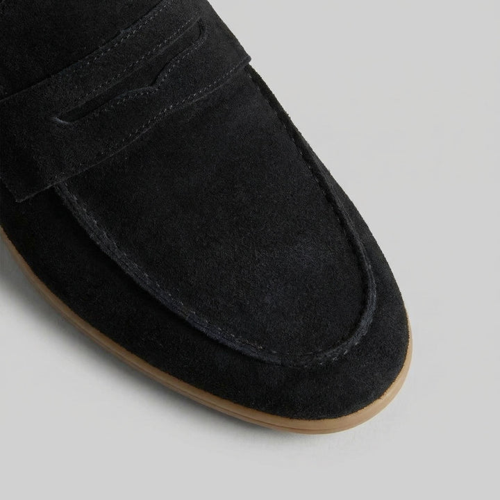 Men's Suede Penny Loafers with Flat Sole