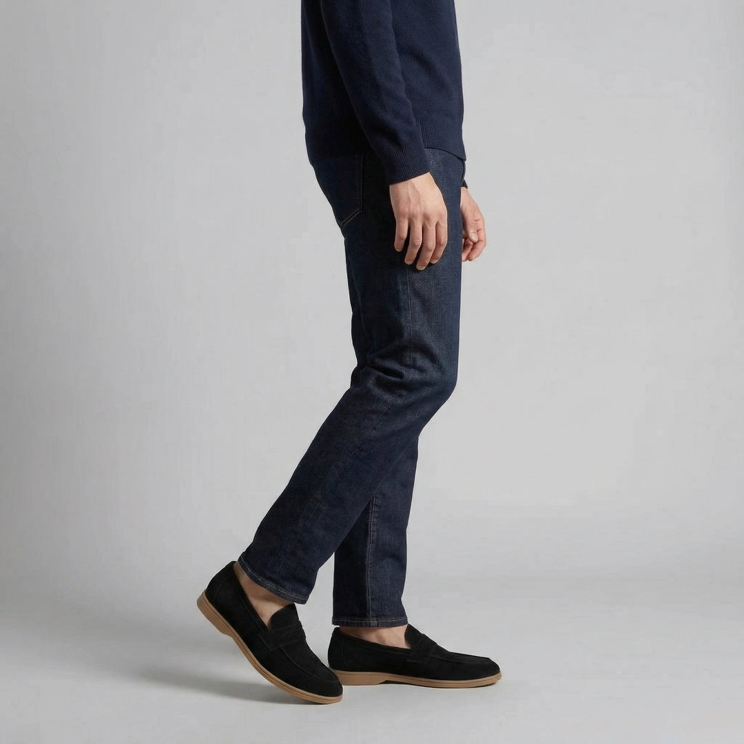 Men's Suede Penny Loafers with Flat Sole