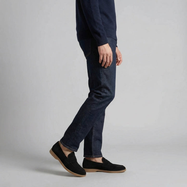 Men's Suede Penny Loafers with Flat Sole