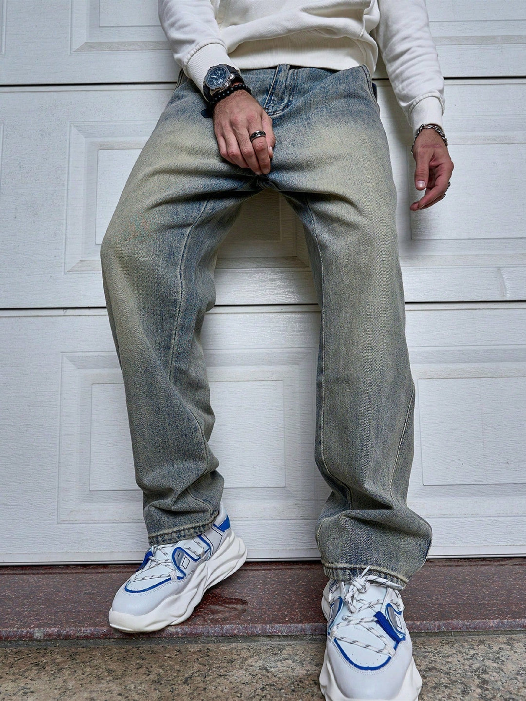 Men's Vintage Washed Straight Leg Relaxed Jeans