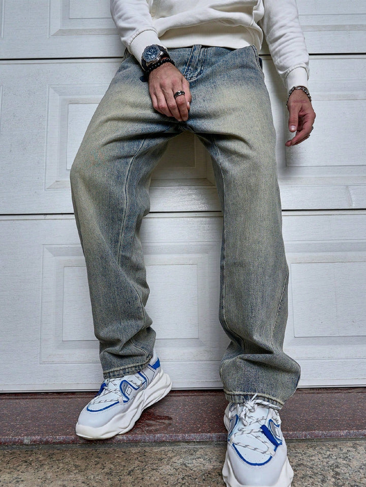 Men's Vintage Washed Straight Leg Relaxed Jeans