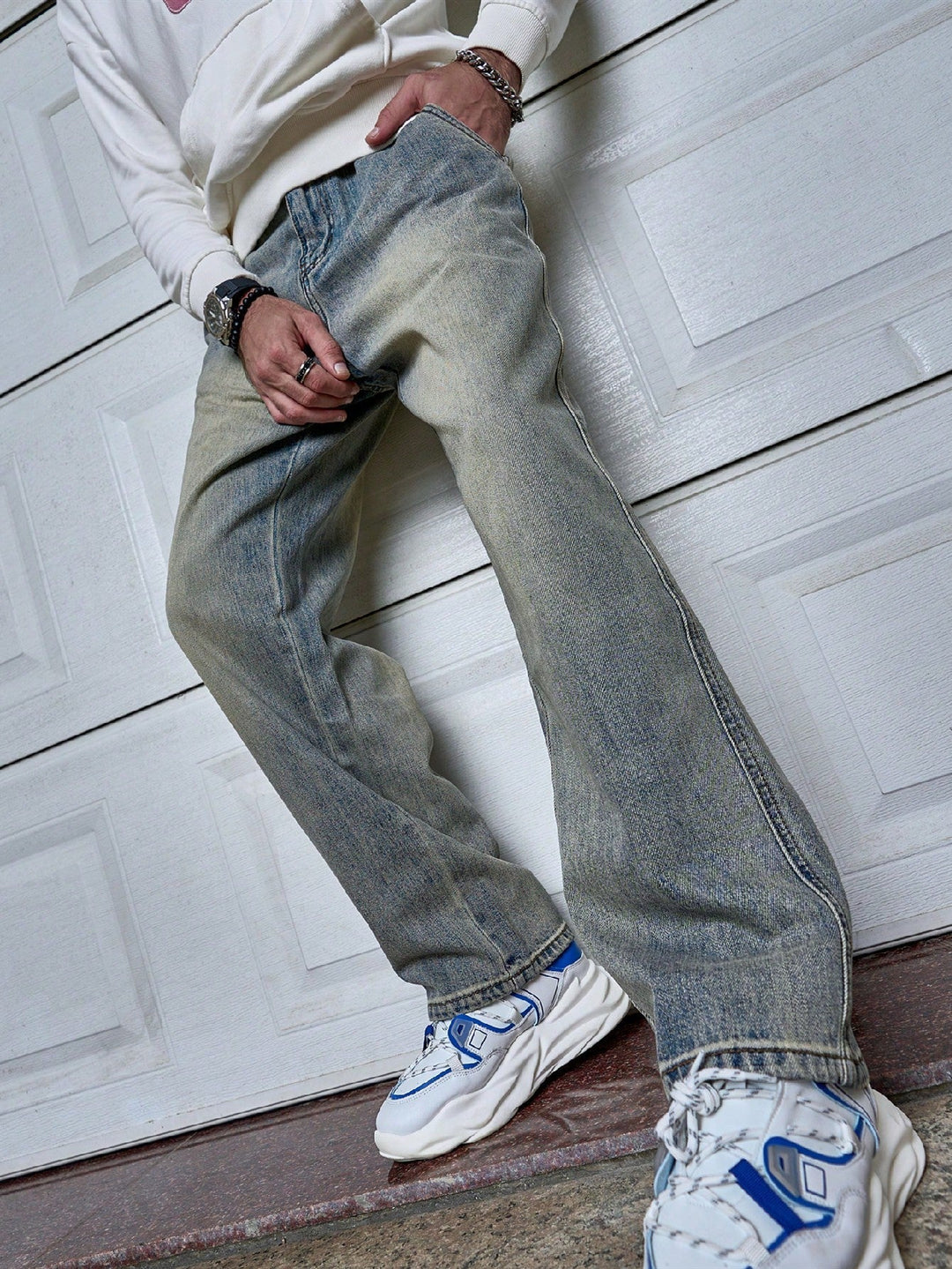 Men's Vintage Washed Straight Leg Relaxed Jeans