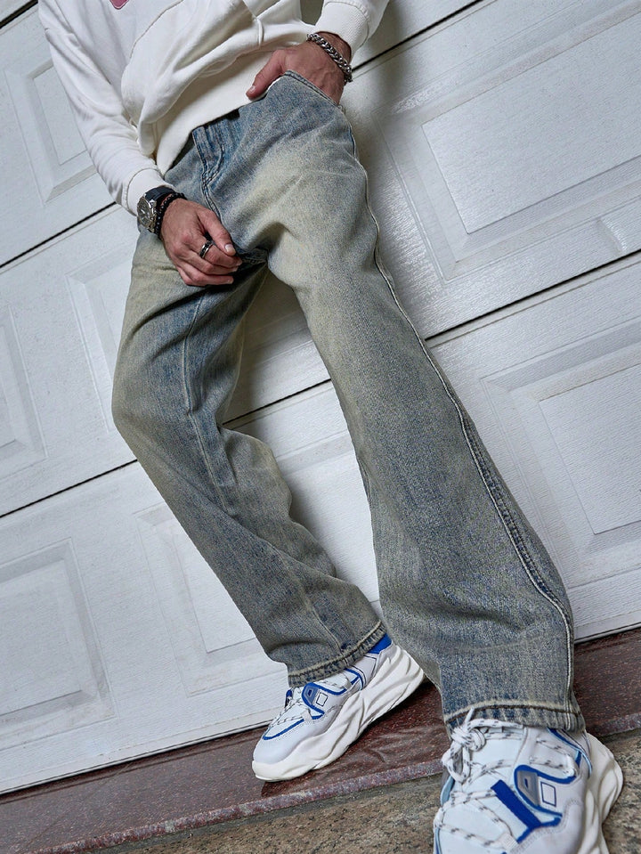 Men's Vintage Washed Straight Leg Relaxed Jeans