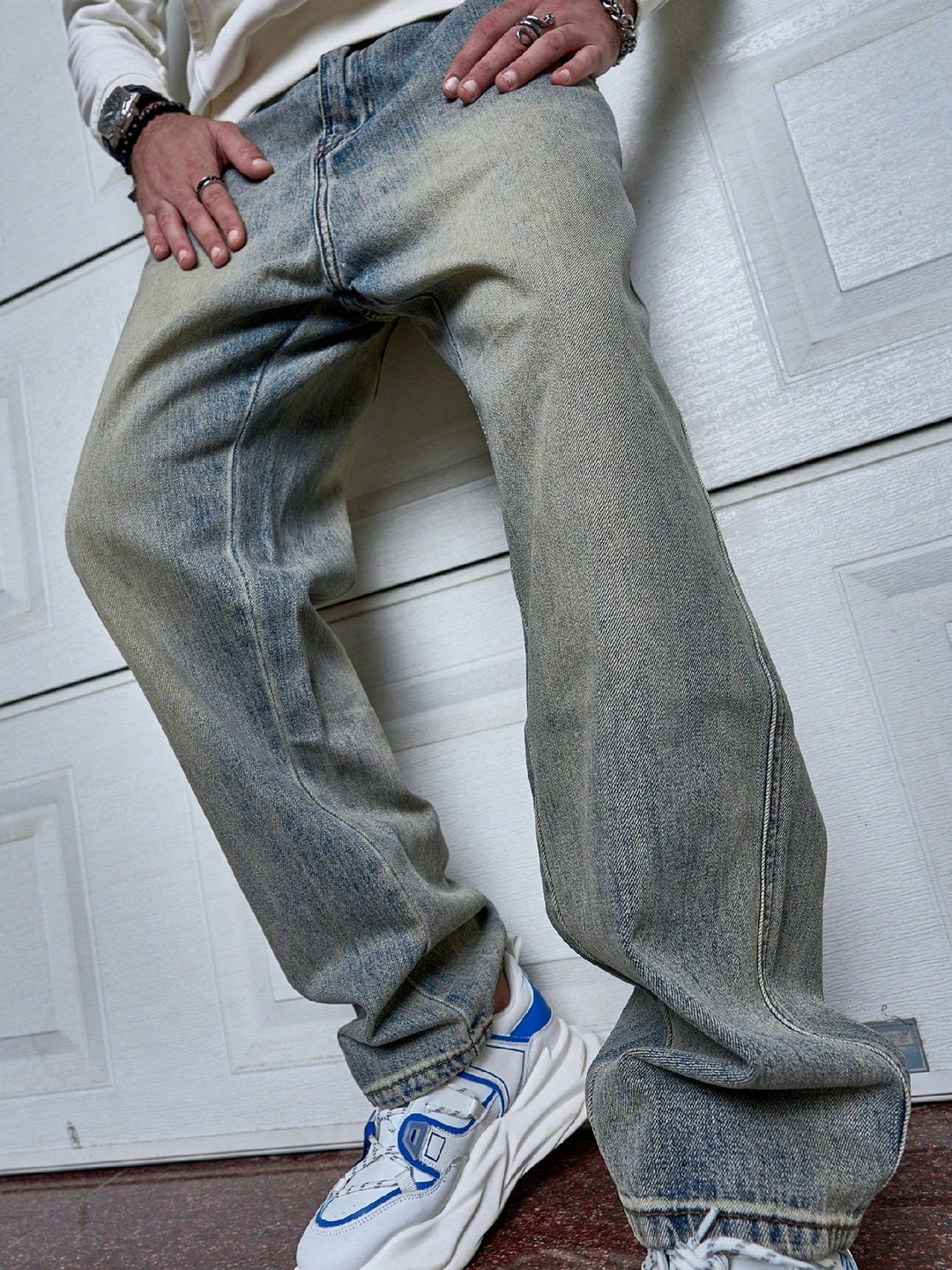 Men's Vintage Washed Straight Leg Relaxed Jeans