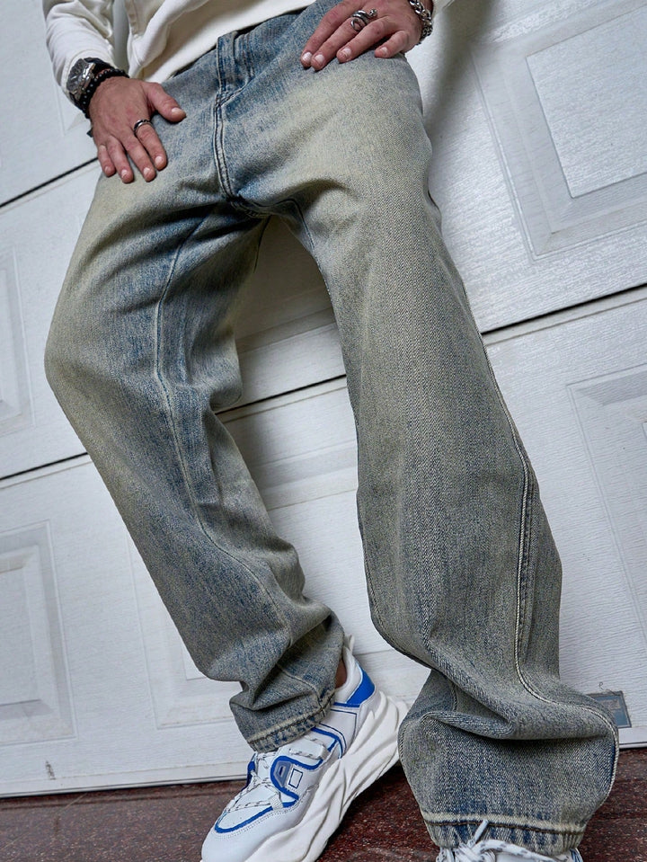 Men's Vintage Washed Straight Leg Relaxed Jeans