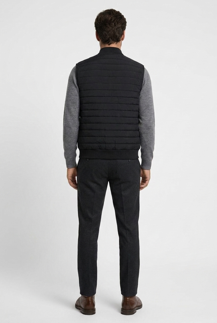 Men's Quilted Gilet with Ribbed Stand Collar