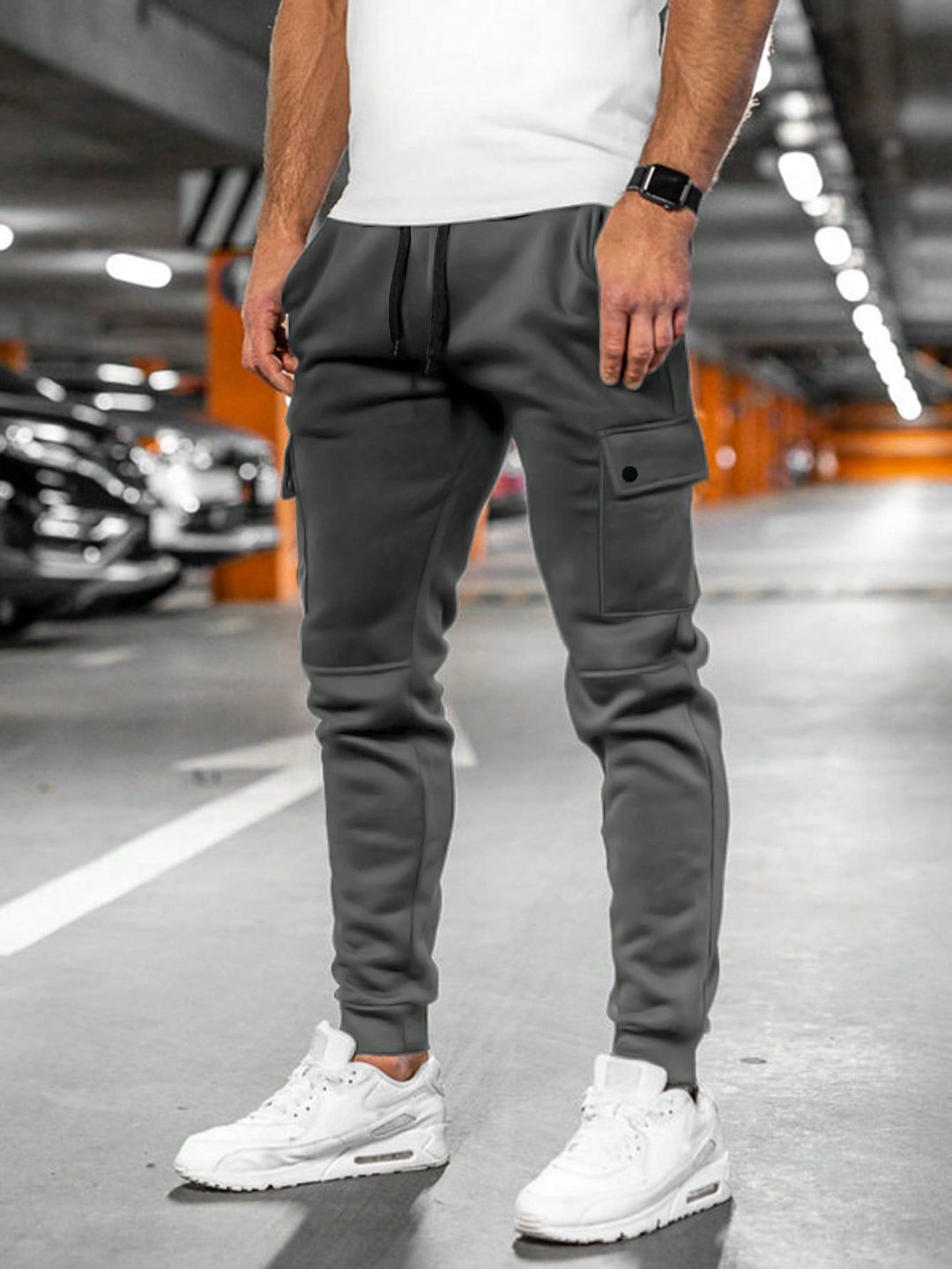 Casual Men's Cargo Jogger Trousers with Drawstring Waist