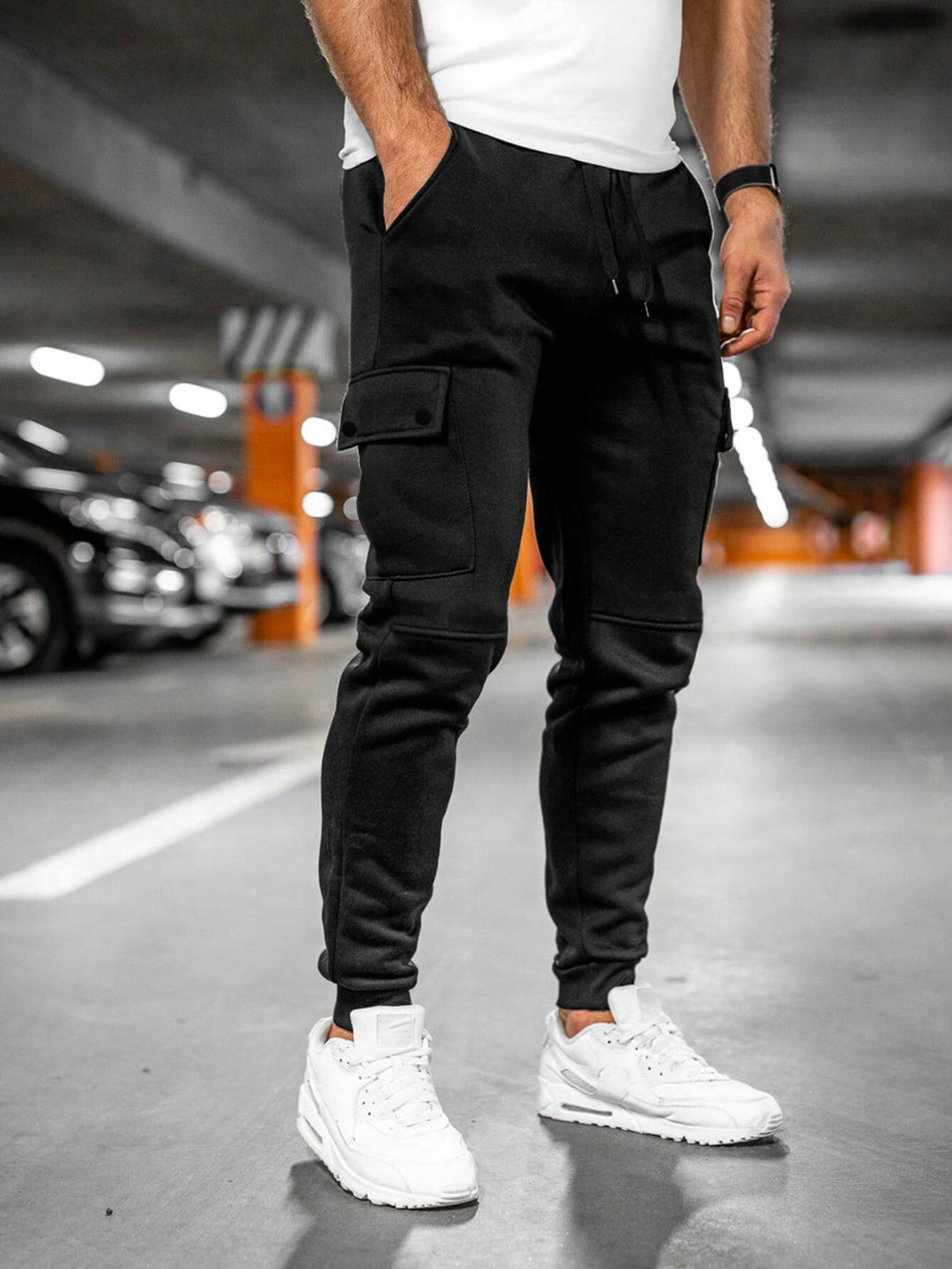 Casual Men's Cargo Jogger Trousers with Drawstring Waist