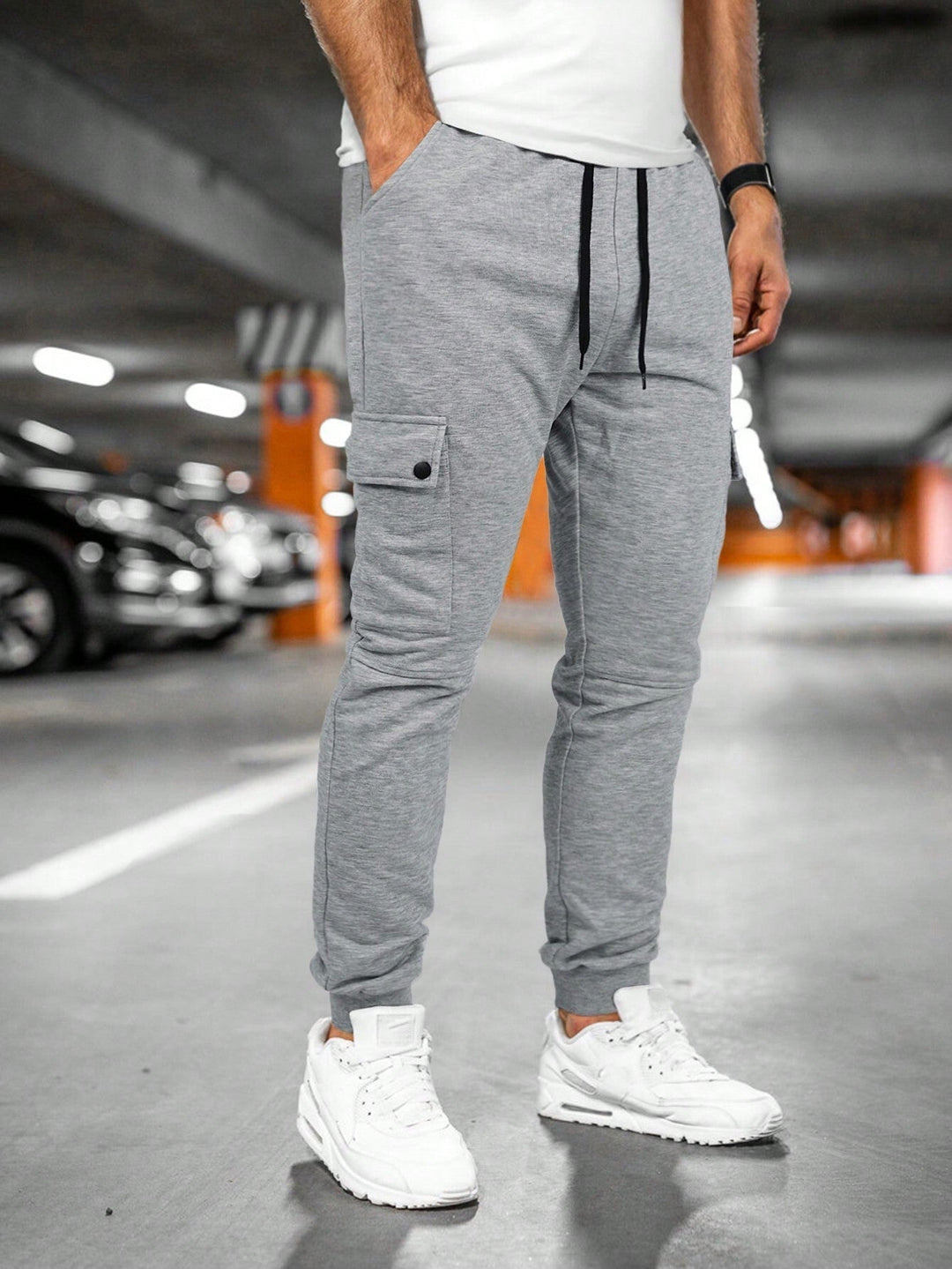 Casual Men's Cargo Jogger Trousers with Drawstring Waist