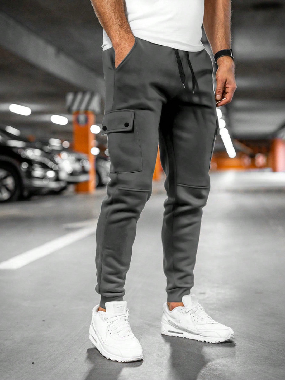 Casual Men's Cargo Jogger Trousers with Drawstring Waist