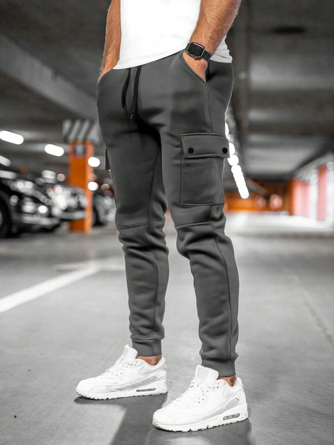Casual Men's Cargo Jogger Trousers with Drawstring Waist