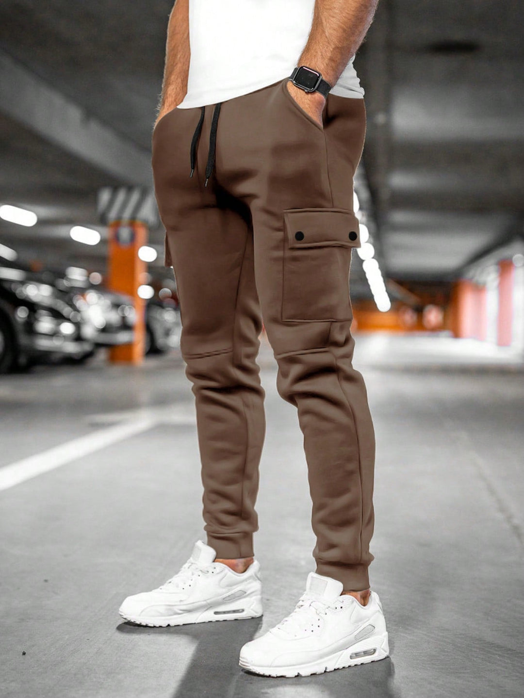 Casual Men's Cargo Jogger Trousers with Drawstring Waist