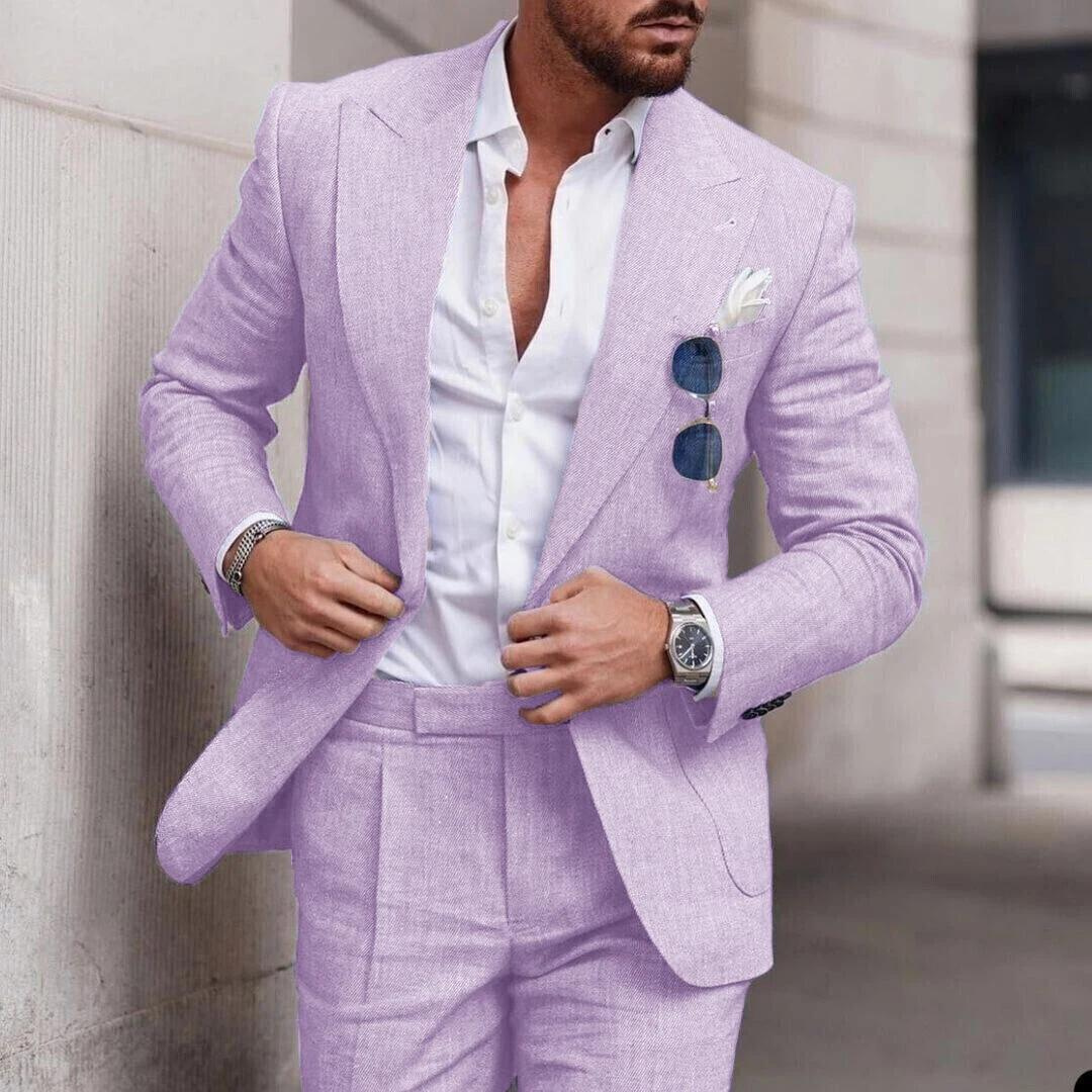 Trendy lněný dvoudílný plážový oblek pro muže - Caden