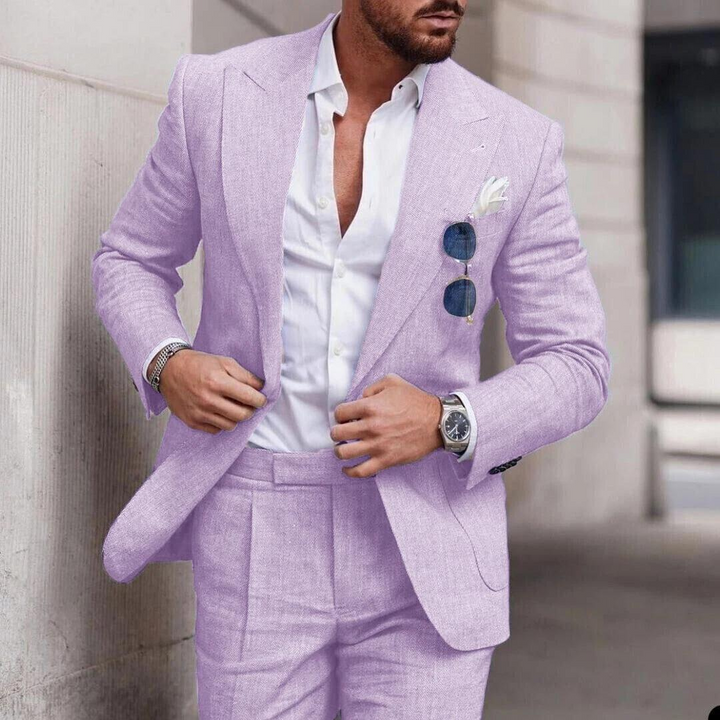 Trendy lněný dvoudílný plážový oblek pro muže - Caden