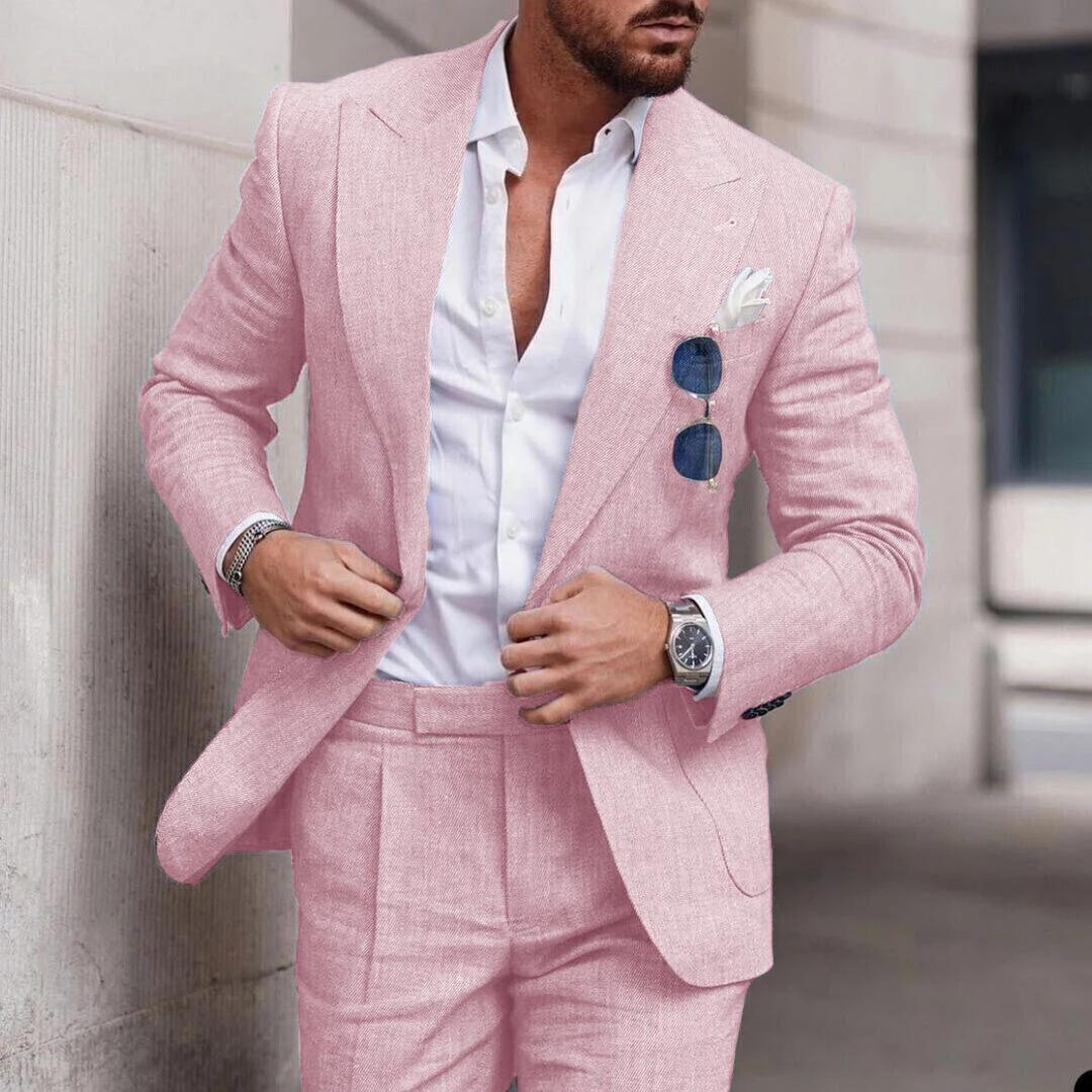 Trendy lněný dvoudílný plážový oblek pro muže - Caden