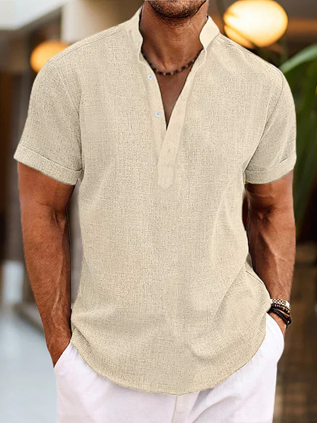Landon | Men’s Summer Henley Short Sleeve Shirt with Button Placket