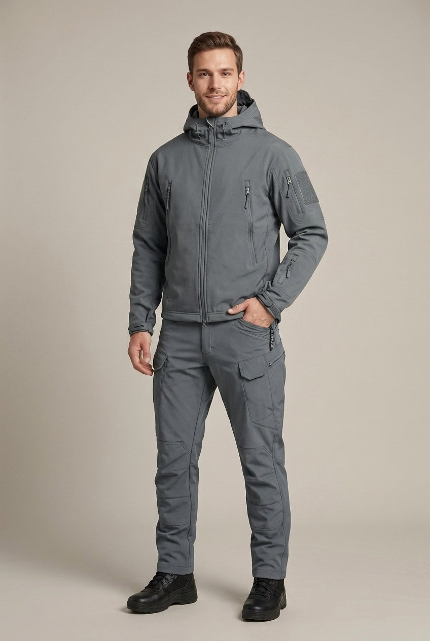 Men's Two-Piece Set with Hood and Zip Front